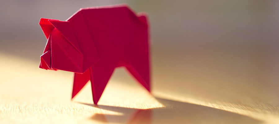 Red oragami pig